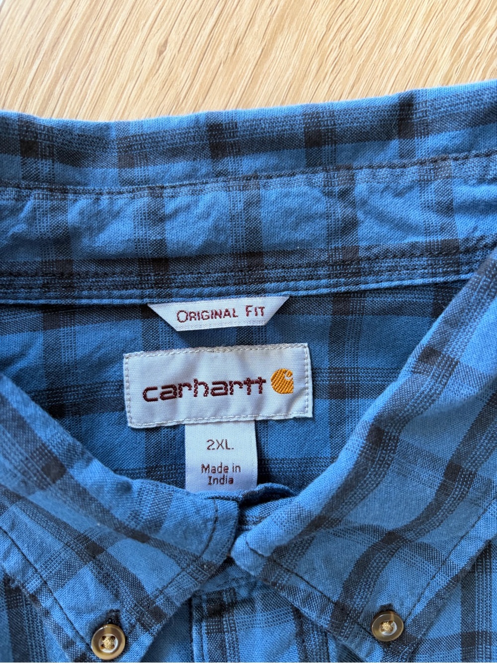 Carhartt Blue and Black Plaid Button-Down Shirt